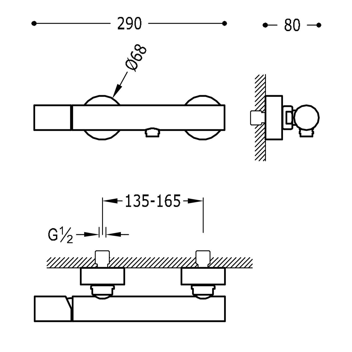 МАКСИМАЛЬНЫЙ настенный смеситель для душа с одной ручкой-06116701 TRES  - Вид №1