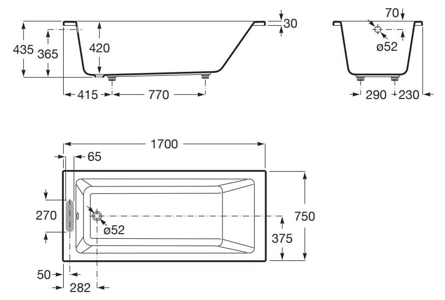 Утопленная акриловая прямоугольная ванна Roca VYTHOS 2485 / 2486 ARCH-00119064 - Вид №6