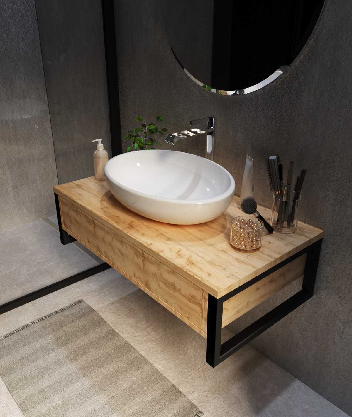 У85843 Тумба GRUNGE LOFT 90П 1в.я Дуб Вотан 1 Marka GRUNGE LOFT  - Вид №4