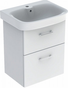 9616721001 Комплект умывальника IDO Glow Square с основанием для умывальника, с двумя ящиками, Ш = 600 мм, Ш1 = 600 мм, Т = 377, белый
