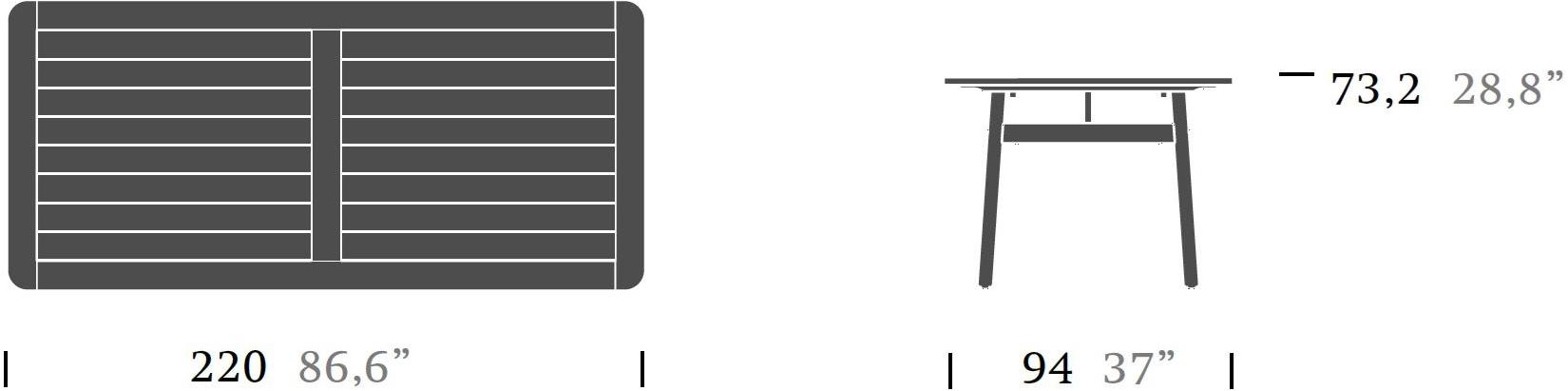 Kettal Прямоугольный мраморный садовый стол Riva #26711 - Вид №1