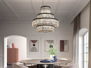 Окрашенный металлический подвесной светильник с кристаллами