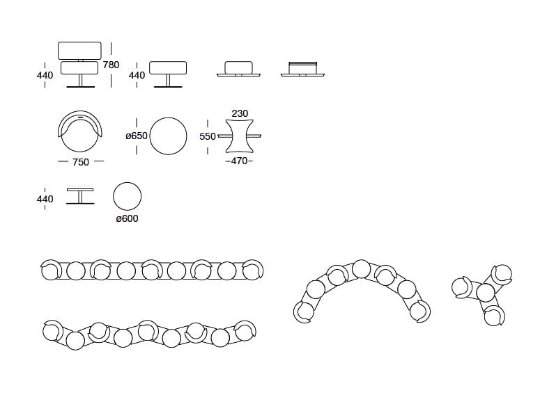 Съемный тканевый низкий стул с мягким сиденьем ROSSIN Atoma ARCH-00121338 - Вид №3