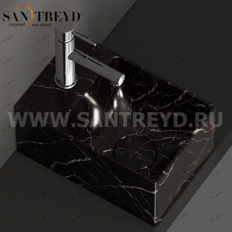 B6R30PN Подвесная раковина настенная прямоугольная Ceramica Globo T-EDGE черная