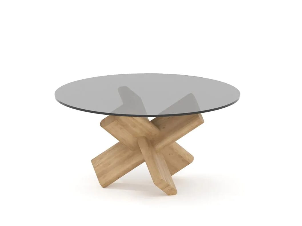 Круглый журнальный столик из массива дерева и стекла Air Division ARCH-00143493
