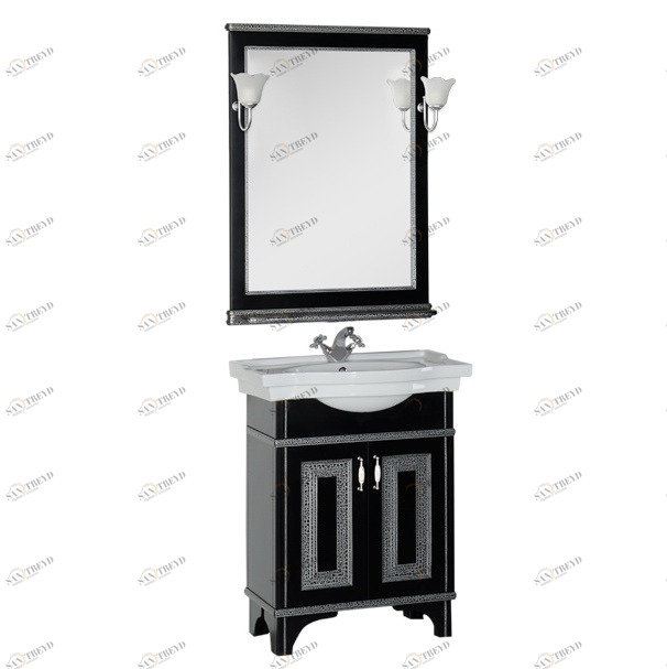 Комплект мебели Aquanet Валенса 70 черный краколет/серебро 00180463