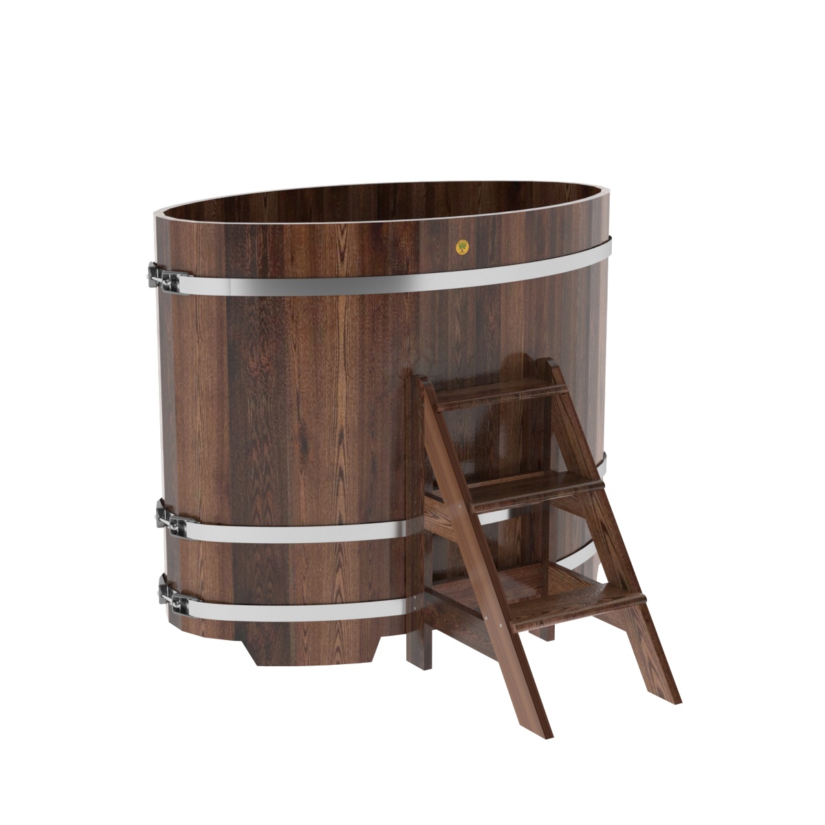 1154 Купель овальная из лиственницы 0,80х1,42х1,2 морёная премиум Alyarus 