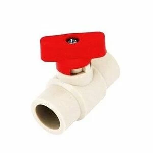 Кран шаровый KALDE D25 MINI белый с красной ручкой