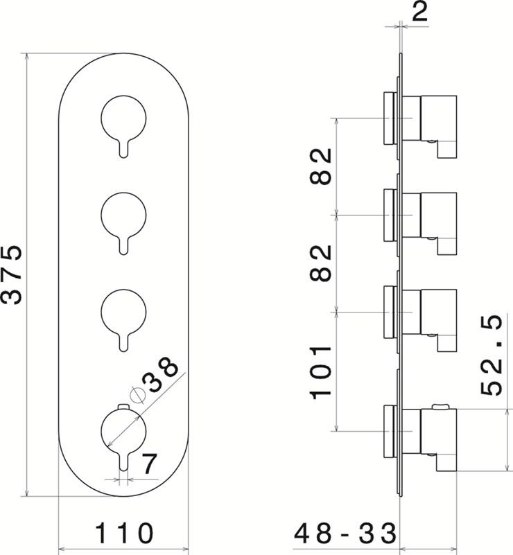 newform Термостатический смеситель для душа с тарелкой Termostatici multiutenza 3 uscite 67623e - Вид №1