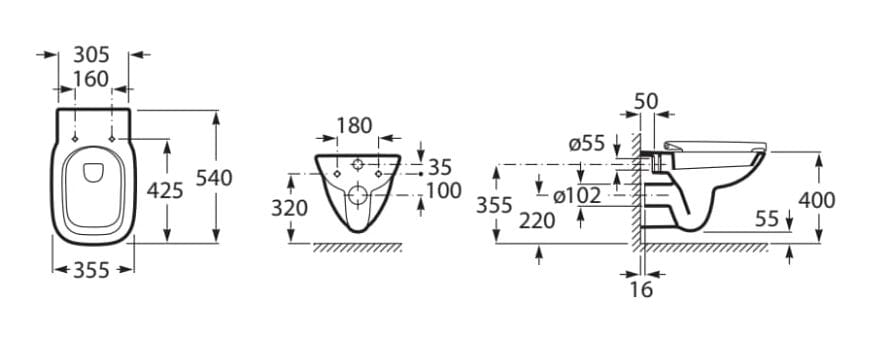 Фарфоровый подвесной туалет Roca Deva ARCH-00062398 - Вид №2