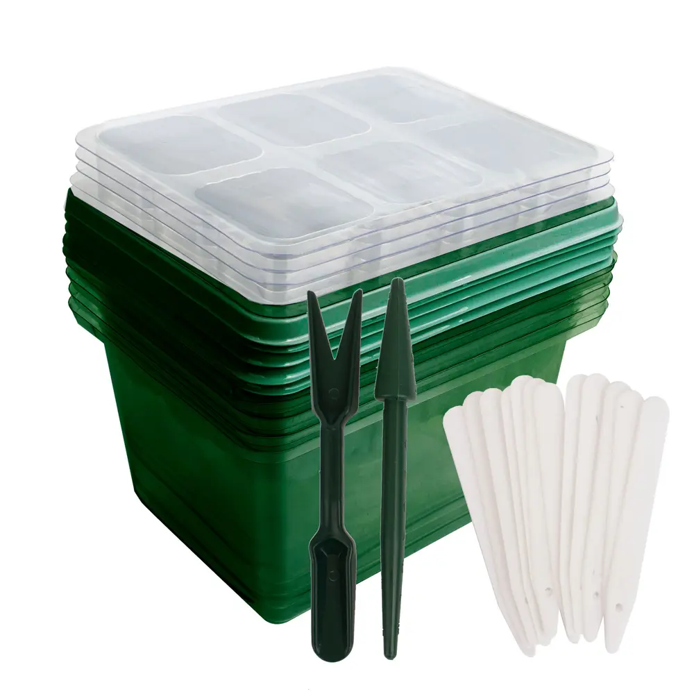 Мини-парник пластик 200x150 мм 6 ячеек цвет зеленый 5 шт Santreyd STLM-2069192 - Вид №1