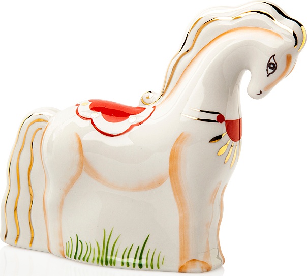 10621580 Промыслы Вербилок Скульптура "Лошадка Цирковая" Фарфор, Керамика 