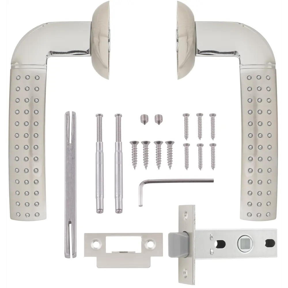 Дверная ручка Code Deco 14026-NIS/CR, без запирания, комплект, цвет матовый никель/хром ARMEX STLM-2153003 - Вид №1