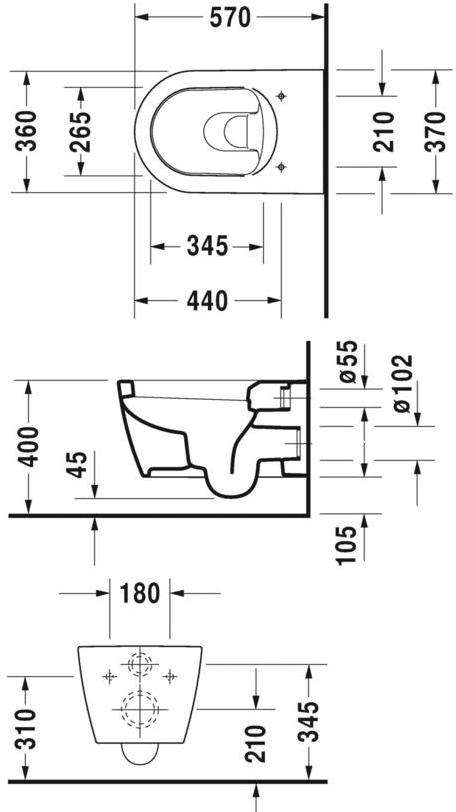 252809 Подвесной унитаз настенный Белый Duravit Me Германия - Вид №4