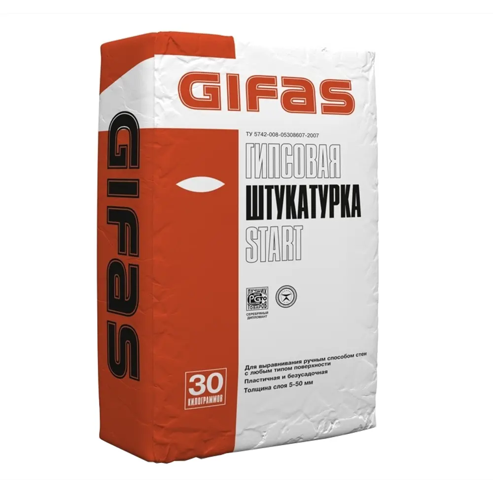 Штукатурка гипсовая Gifas Start 30 кг STLM-2164908