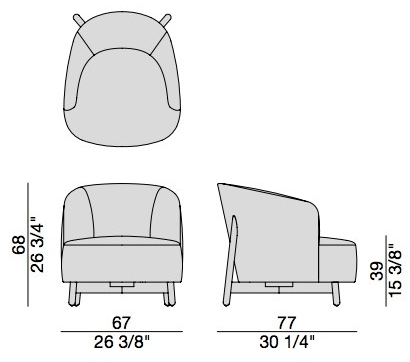 Porada Кресло из ткани и основа из ореха каналетта Twenty sun-id-1403293 - Вид №3