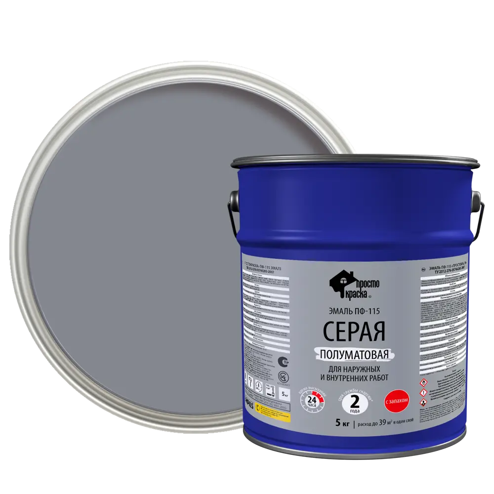 Эмаль ПФ-115 ПРОСТОКРАСКА универсальная для дерева и металла 5 кг 89434416 STLM-1565545