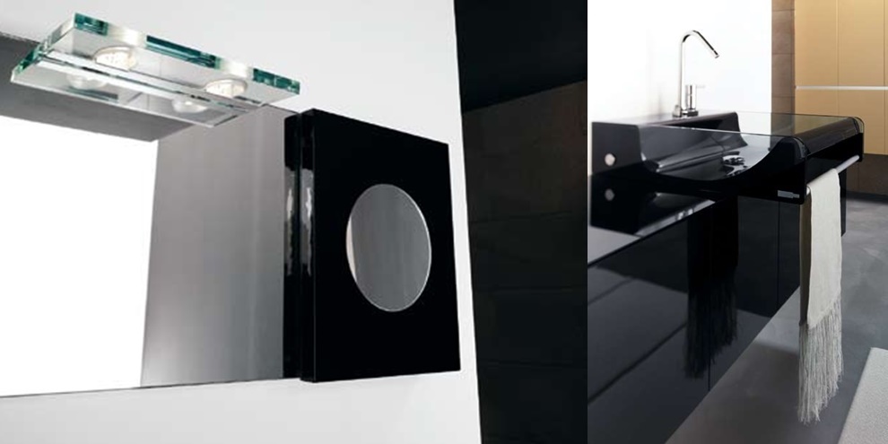 Комбинация ванной комнаты KU 63 в отделке Shine 54 G87 Nero / L68 Nero / L201 Senape MILLDUE KUBIK KUBIK63 - Вид №6