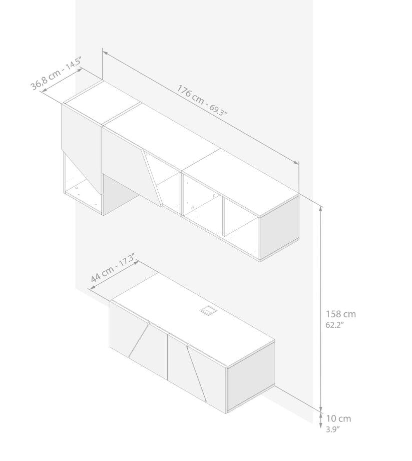 Модульная стена установила оборудованную стену в меламинированном Mobili Fiver EMMA ARCH-00091039 - Вид №64