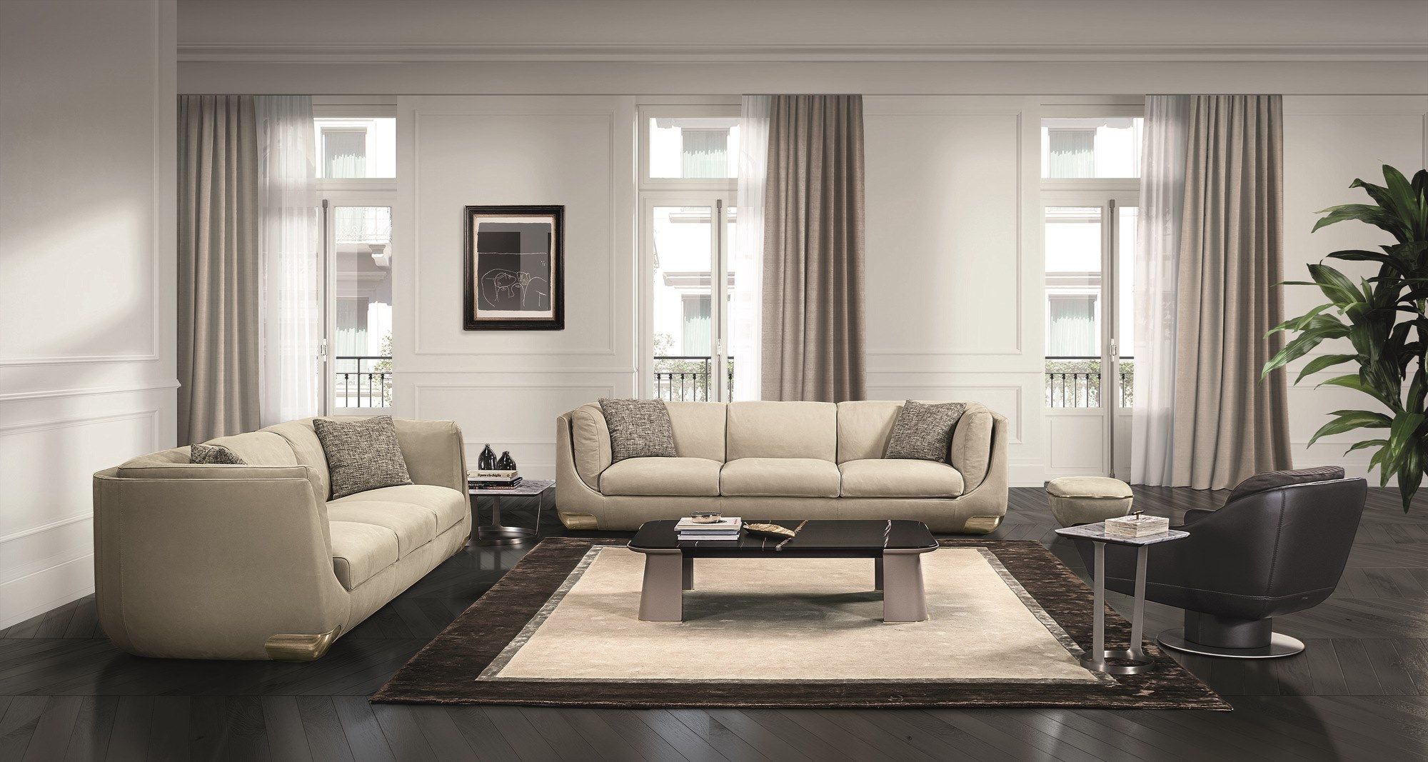 3-местный кожаный и тканевый диван Longhi Loveluxe 2021-Rhythm'21 collection ARCH-00023727 - Вид №5