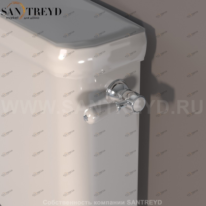 757090 Механизм смыва рычаг, для низкого бочка (ранец), установка ручки только справа. Retro Kerasan