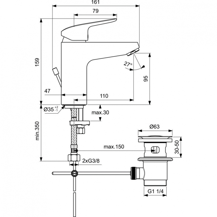 B1713AA Смеситель для раковины Ideal Standard CERAFLEX  - Вид №5