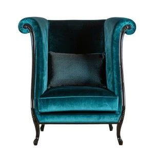 Кресло каминное синее с высокой спинкой и ушами Fiore UNICO ДИЗАЙНЕРСКИЕ 248965 Синий
