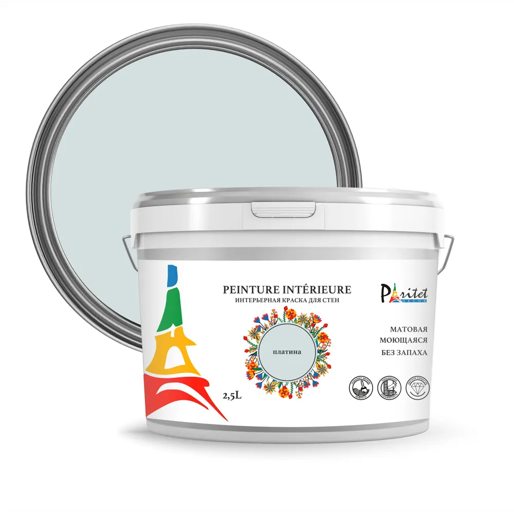Краска для стен и потолков Paritet матовая цвет платина 2.5 л STLM-2070376