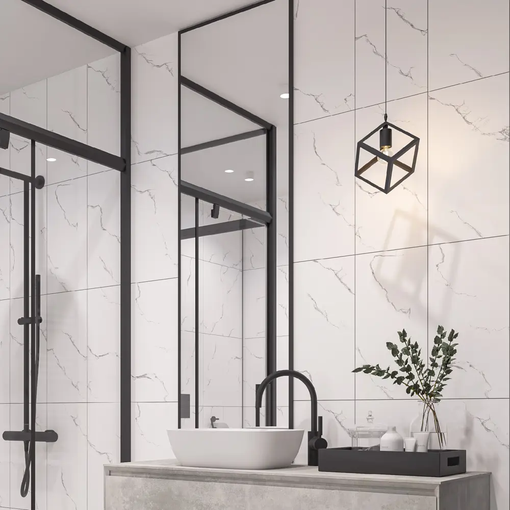 Плитка настенная Euroceramica Calacatta Light 25x50 см 1 м² глянцевая цвет белый серый 89334536 STLM-2203579 EUROCERAMIKA