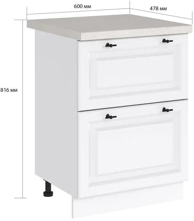 90902781 Напольный шкаф Сурская мебель Blanco 60x81.6x47.8 см 2 ящика ЛДСП цвет белый STLM-0878659