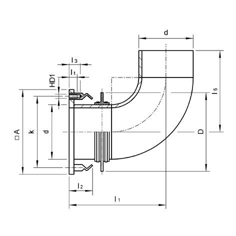 SANIT 301616 Стенка втулка PP оцинкованный с 90 ° изгибом, одной боковой фланец, втулка сталь дюбель  - Вид №1