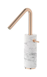 Высокий смеситель для раковины на 1 отверстие в комплекте с донным клапаном WE ARE IB mr202sr_1 Brushed Rose Gold Marmo