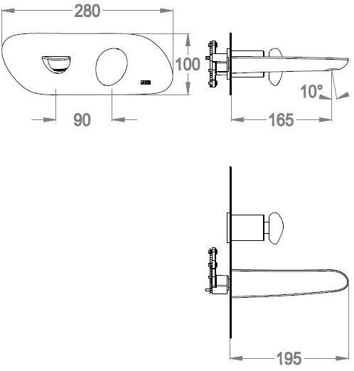 Fir Italia Смеситель для раковины настенный, однорычажный, с тарелкой Synergy stone 95 9510108 - Вид №1