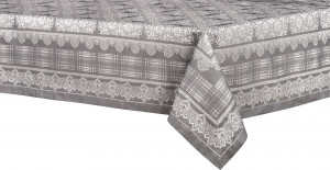 10610800 Яковлевский жаккард Скатерть прямоугольная Яковлевский Жаккард Кружева 140х170см серая, полулен Ткань