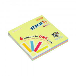 21571 Блок самоклеящийся бумажный Magic 100 л. неон 4 цвета в упаковке Stick`n