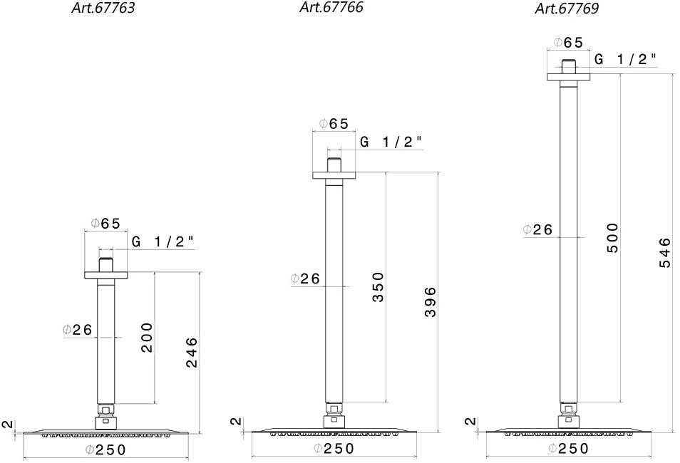 newform Потолочная лейка душа с кронштейном Head showers 67769 - Вид №1