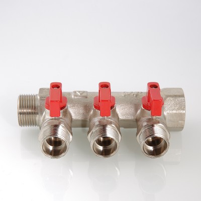 VTc.580.N.0503 Коллектор с отсекающими кранами Valtec 3/4", 3 х 1/2"  - Вид №8