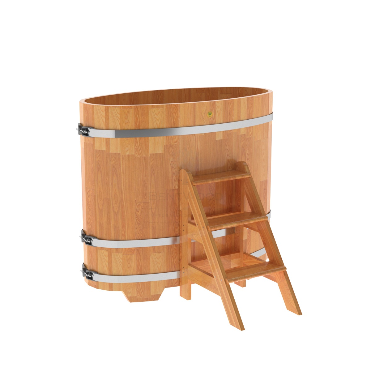 1375 Купель овальная из сращенных ламелей лиственницы 0,69х1,31х1,2 натуральная Alyarus 