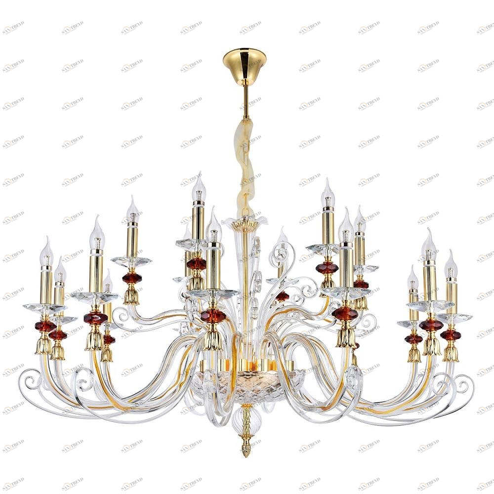 Подвесная люстра Crystal Lux Catarina SP12+6 Gold/Transparent-Cognac золото CRYSTAL LUX ДИЗАЙНЕРСКИЕ, CATARINA 109303 Золотой 