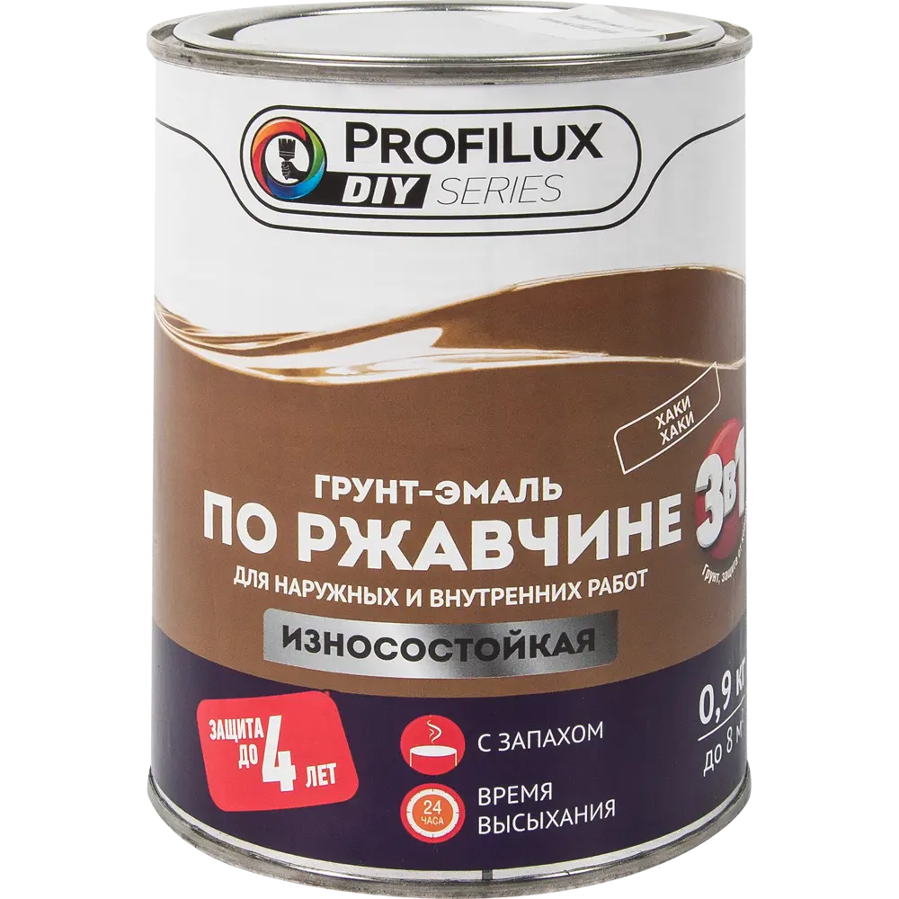 Эмаль по ржавчине 3 в 1 ProfiLux DIY цвет хаки 0.9 кг STLM-2093492