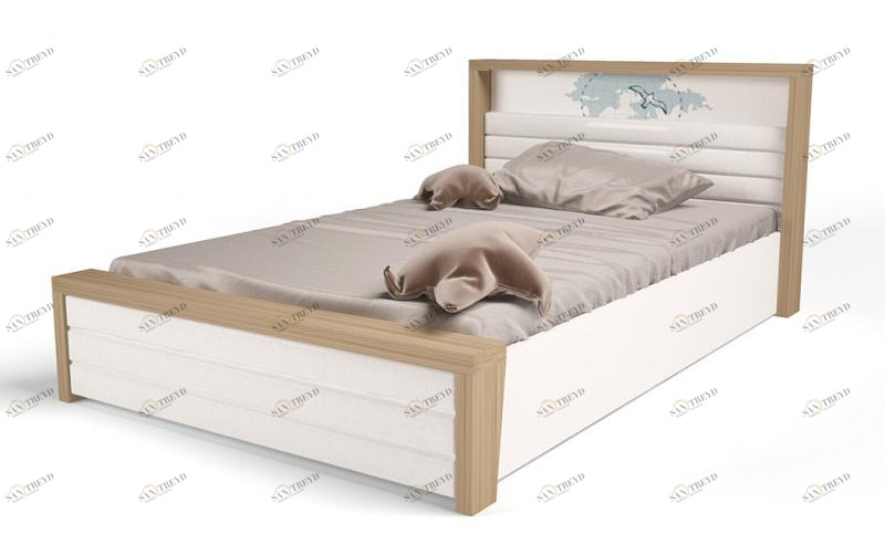 Кровать ABC-KING 160х90 №6MIX OCEAN №6 с под.мех и мяг.изнож) (голубой) 4631147961945