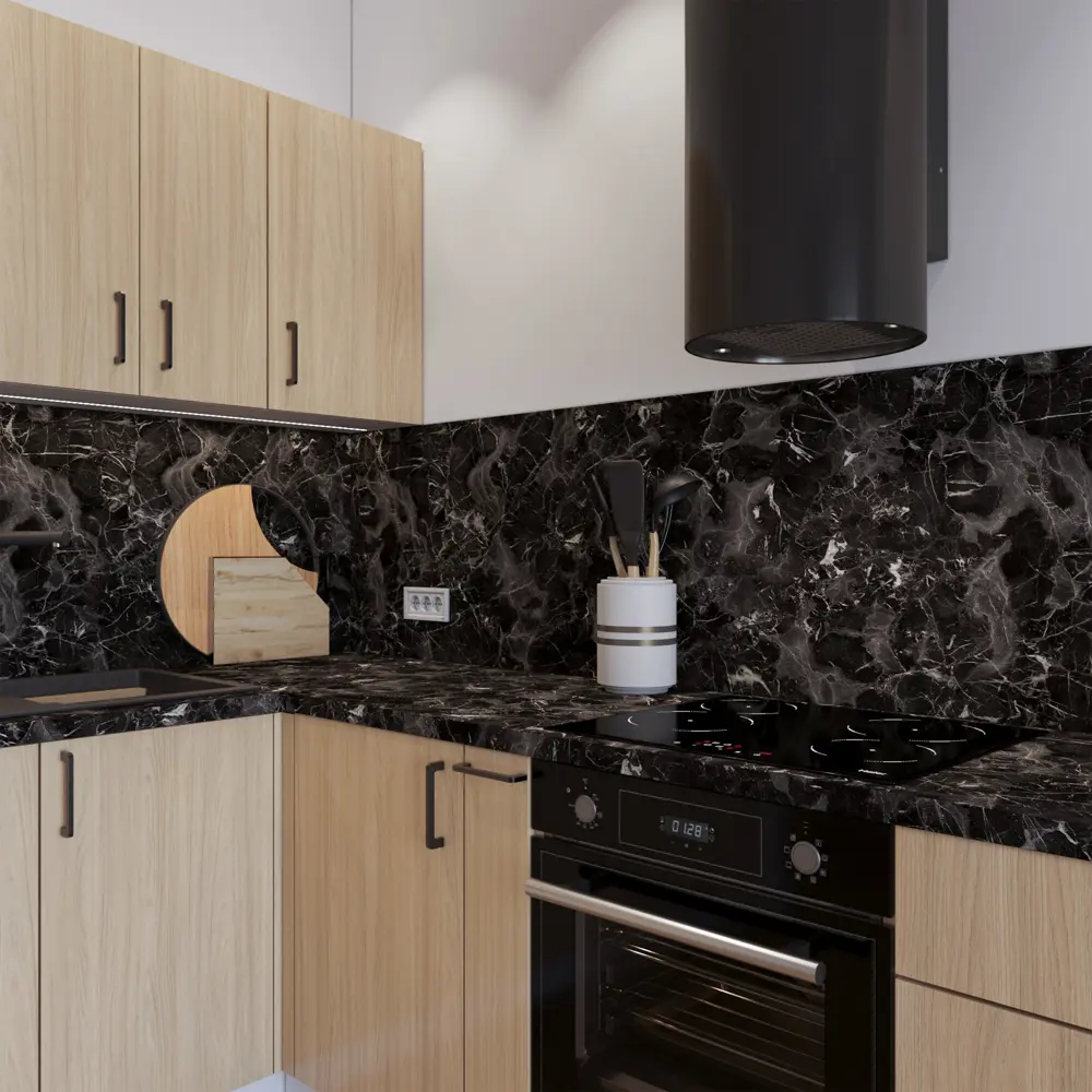 Столешница кухонная Кунгур 240x60x3.8 см KONSENSA ДСП цвет черный 89397020 STLM-2028138 ДСП Прямой угол - Вид №4