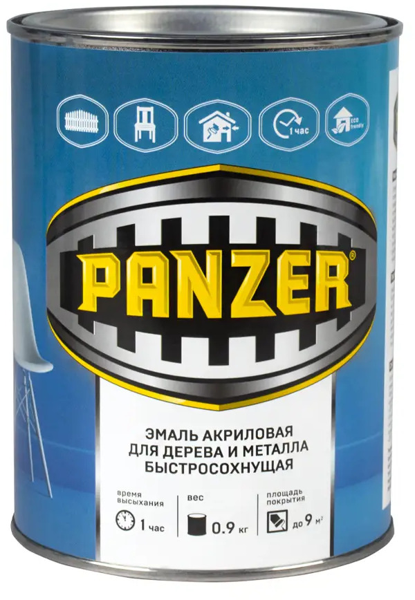91262474 Эмаль акриловая Panzer полуглянцевая цвет белый 0.9 кг STLM-0526709