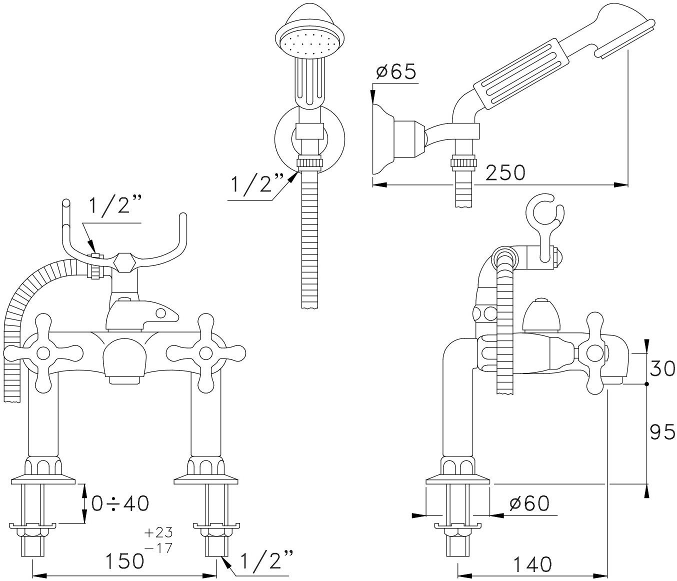 RUBINETTERIE STELLA Смеситель для ванны / смесителя для душа Roma sun-id-1350961 - Вид №2