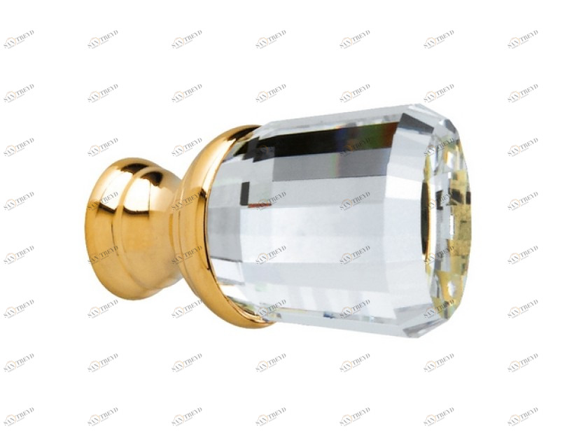 0Z5740.000.43 Ручка для шкафа диаметром 20 мм с кристаллами сваровски Сатинированное старое золото 24К Mestre 