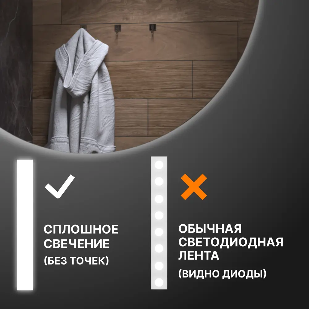 Зеркало Vigo Moss Classic LED круглое 80 см с энергосберегающей подсветкой 84005339 STLM-0046058 - Вид №2