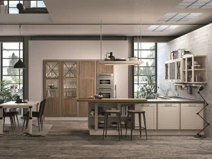 Cucine Lube Современная кухня из лакированного дерева с полуостровом Provenza