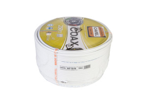 16290282 Коаксиальный кабель SAT 50 M 250м, 75 Ом, 1,0 мм Cu, CuSn 37%, 6,6 мм PVC, белый, C00001070 CAVEL