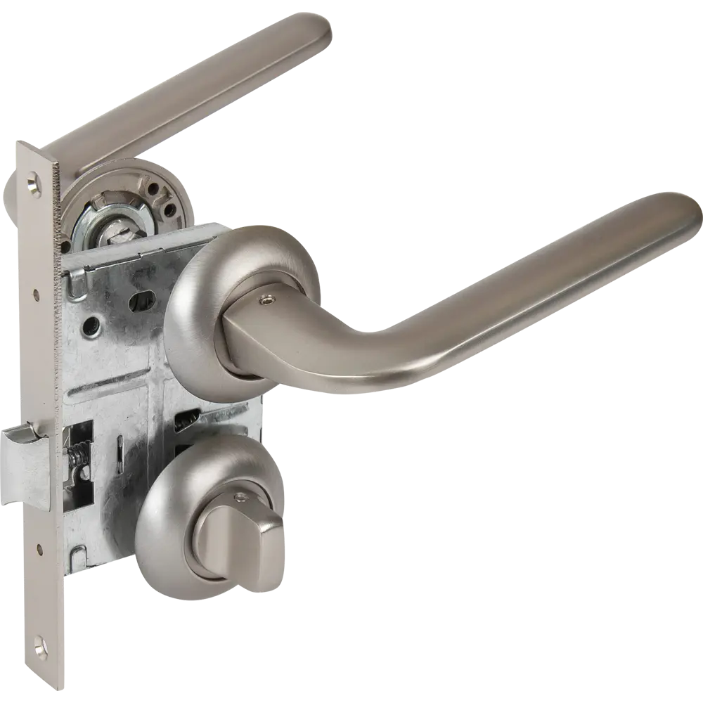 Комплект дверных ручек 24L 170 BK GF, с запиранием, цвет никель PALLADIUM STLM-2149790