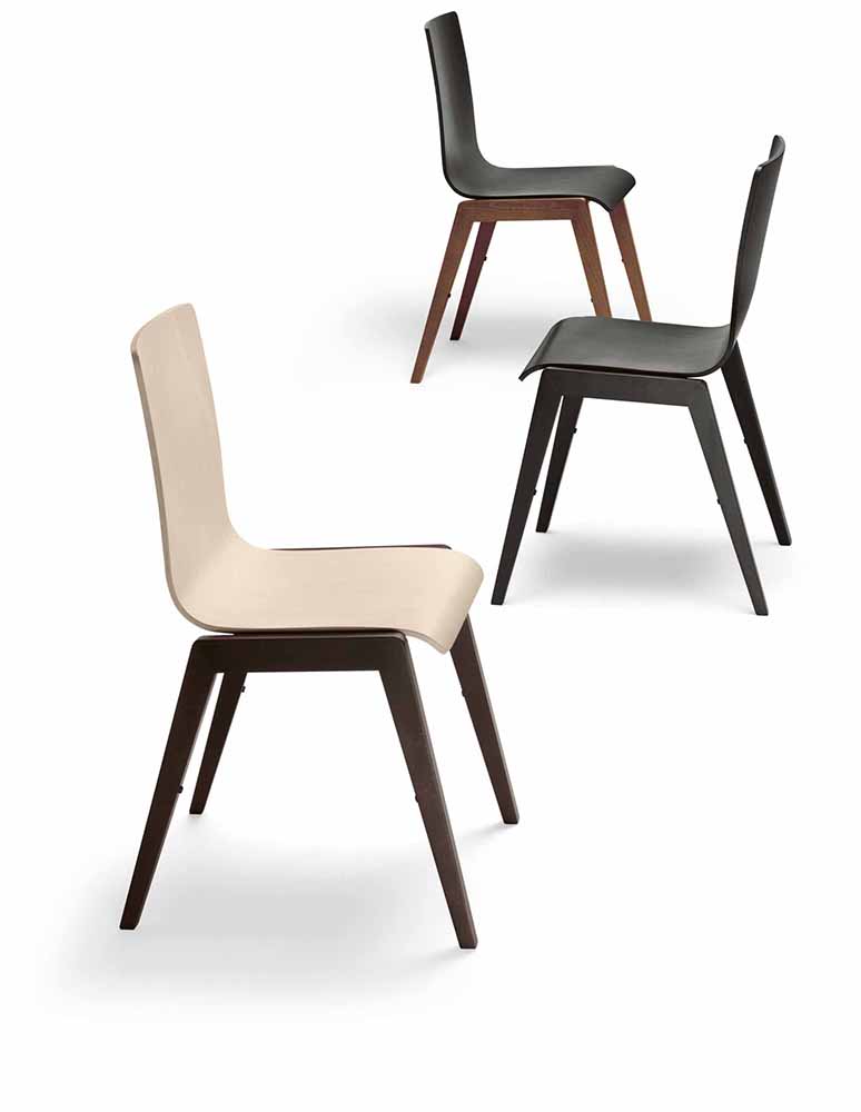 Luna 107 Стул с каркасом из древесины бука, 4 ножки. Сиденье и спинка из дерева или бука с обивкой. Et al. Luna - Вид №3